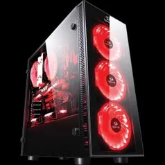 Gabinete Gamer Redragon Sideswipe, Mid Tower, Com 4 Fans RGB, Vidro Temperado, Black, S-Fonte, GC-601