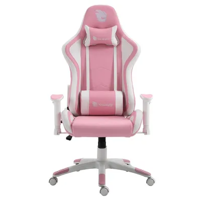 Cadeira Gamer Terabyte Pink Throne, Reclinável, 2D, Suporta até 180KG, Rosa e Branco