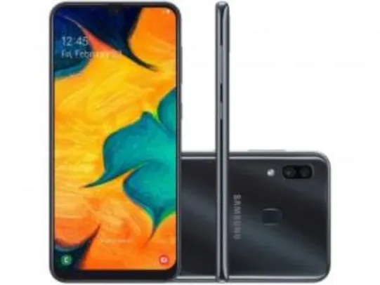 Samsung Galaxy A30 64GB Preto 4G - 4GB RAM 6,4” Câm. Dupla + Câm. Selfie 16MP