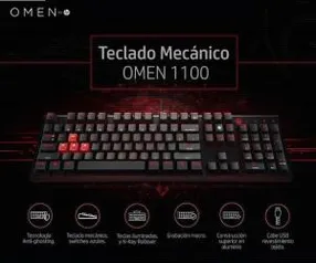 Teclado Gamer HP Omen 1100 Mecânico (layout em espanhol) | R$175