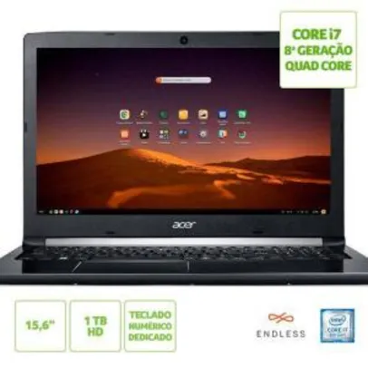 Notebook Acer Aspire 5 A515-51-C0ZG Intel® Core™ i7-8550U 8ªGeração 8GB RAM HD de 1TB 15.6" HD Linux (ENDLESS OS)