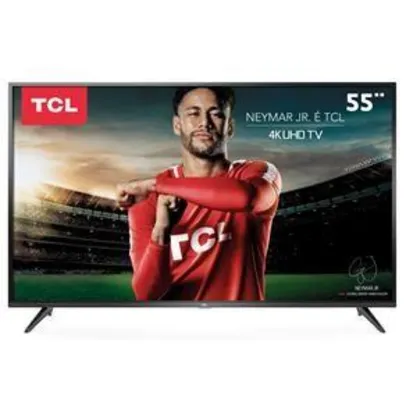Smart TV LED 55" UHD 4K TCL 55P65US com HDR, Wi-Fi Integrado, Dolby Audio, Design Slim, Entradas HDMI e USB