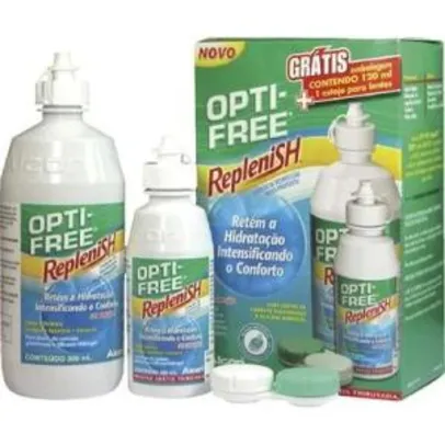 Kit Opti-Free Replenish 300ml + 120ml + 1 Porta Lente + Brinde - R$30