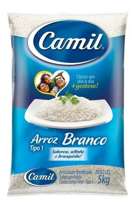 (Cc.santander)(Add 8un)Arroz Branco Tipo 1 Camil Pacote - 5kg