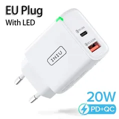 [Novos usuários] Carregador INIU PD 20W USB C + USB A | R$6