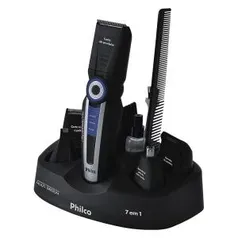 Aparador de Pelos Philco Multi Groom 7 em 1 Sem Fio Preto/Azul - Bivolt | R$68