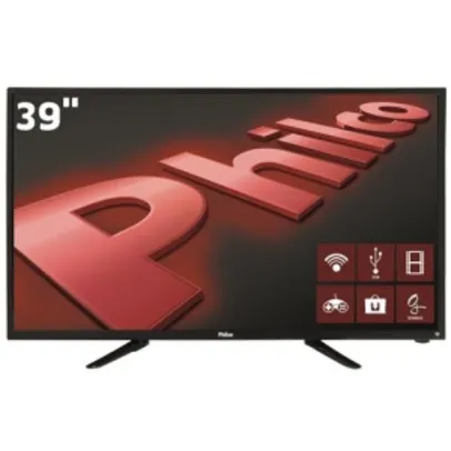 Smart TV LED 39" HD Philco PH39N91DSGWA com Wi-Fi, ApToide, Som Surround, MidiaCast, Entradas HDMI e USB por R$1.280,00