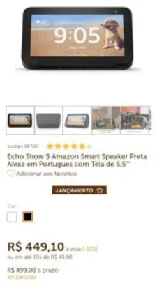 Echo Show 5 Amazon Smart Speaker - R$449