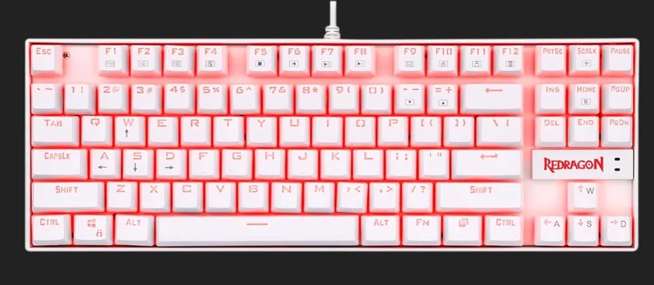 Teclado Mecânico Gamer Redragon Kumara Lunar K552, Switch Brown, Com Led, ABNT2, White