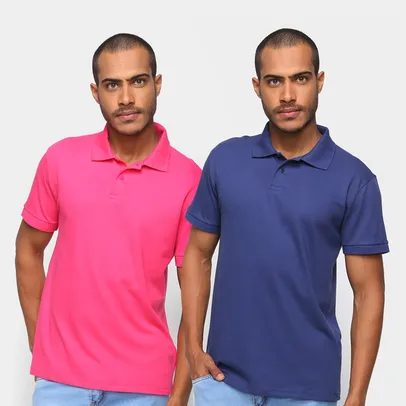 [8 camisas] Kit Camisa Polo Burn Básica C/ 2 Peças Masculina