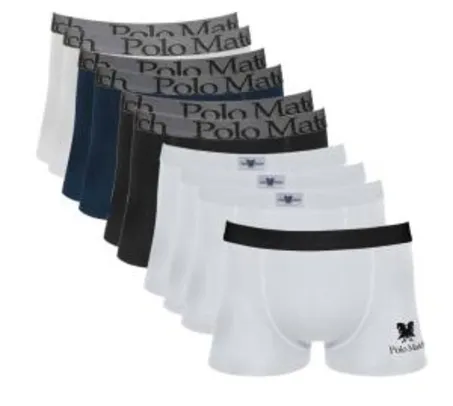 Kit Com 10 Cuecas Boxer De Cotton Polo Match - R$86