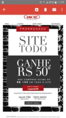 Camicado R$50 OFF para compras acima de R$150