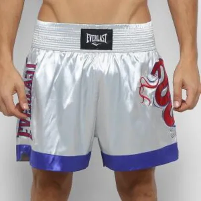 Shorts De Muay Thai/Boxe Everlast - Azul e Prata