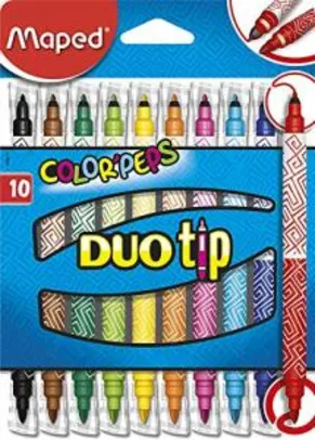 Caneta Hidrográfica Color Peps Duo Tip Estojo 10 Cores, Maped 19, Multicor | R$20