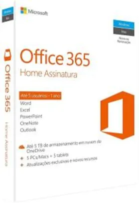 Office 365 - Home 12 Meses de Assinatura - PC | R$260