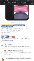 iPhone 11 Apple 64GB Preto, Tela de 6,1” - R$4184