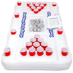 GoPong Mesa de cerveja flutuante original para festa na piscina com cooler e porta-copos