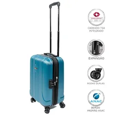 Mala de Bordo Pequena Expansível em Abs Samsonite Fiero Cadeado Tsa e Rodas Duplas Azul