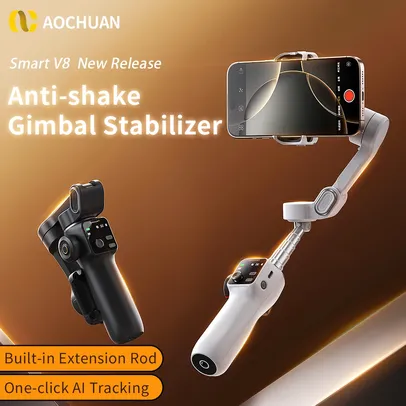 【Com Taxa】Gimbal Estabilizador Portátil com 3 eixos e Rastreamento facial  Aochuan - Smart V8