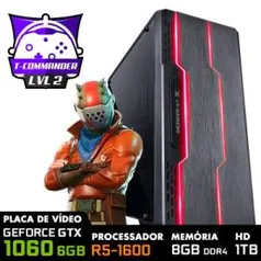 PC GAMER T-COMMANDER LVL-2 AMD RYZEN 5 1600 3.2GHZ / GEFORCE GTX 1060 6GB / 8GB DDR4 / HD 1TB / GAB VINIK VX TRON