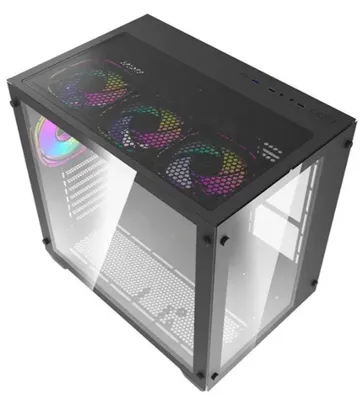 Gabinete Gamer Aigo Darkflash C285, ARGB, Mid-Tower, Lateral de Vidro, Com 4 Fans, Preto, C285-BK-4F