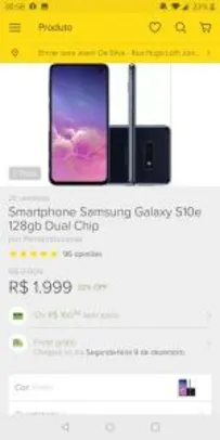 Smartphone Samsung Galaxy S10e 128gb 6gb Ram Tela 5.8 R$ 1999