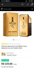 Perfume Masculino One Million Paco Rabanne Eau de Toilette 30ml - Incolor R$ 170