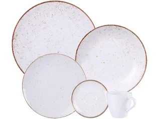 [Magalu] Aparelho de Jantar 20 Peças Tramontina Redondo Porcelana Branco e Marrom Mare