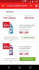 [App Americanas] Omo Limpa Pisos Brisa do Oceano ou Lavanda R$2