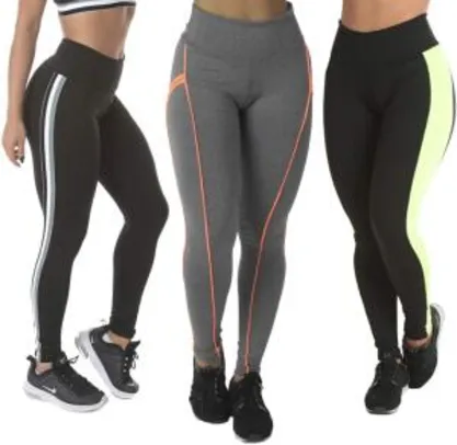 Kit 3 Calças Leggings Diversas Suplex R$100