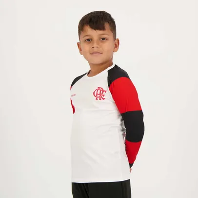 Camisa Flamengo Steep Manga Longa Infantil Branca - proteção UV