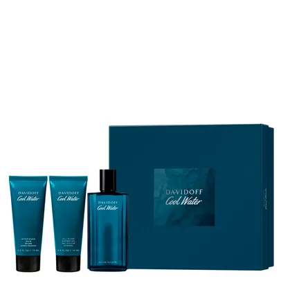 Kit Davidoff Coffret Cool Water Fragrance Edt Perfume Mas 125Ml + Gel De Banho 75Ml + Pós Barba 75Ml