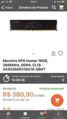 Memória XPG Hunter 16gb 2666Mhz