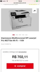 [Bug?] Impressora Multifuncional HP Laserjet Pro M277dw Wi-Fi - 110V - R$702