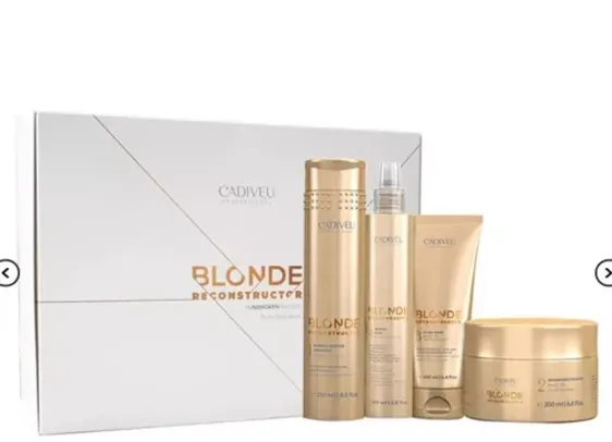 Kit Reconstrutor Cadiveu Blonde Profissional - Shampoo 250 ml + Máscara Reconstrutora 200 ml + Másca