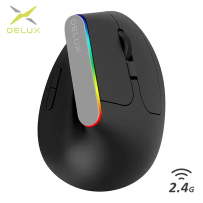 [APP/Taxa Inclusa/LER A DESCRIÇÃO] - Mouse Vertical Sem fio Delux M618c RGB Ergonômico Silencioso, 6 Botões 