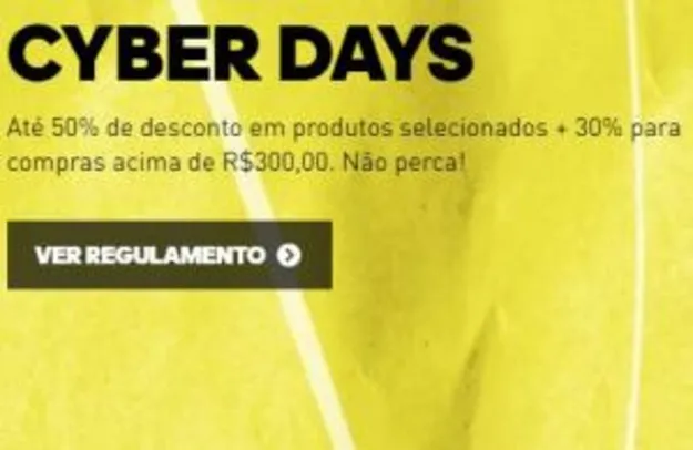CYBER MONDAYS - 50% DE DESCONTO + 30% PARA COMPRAS ACIMA DE R$ 300,00. NÃO PERCAM !!!
