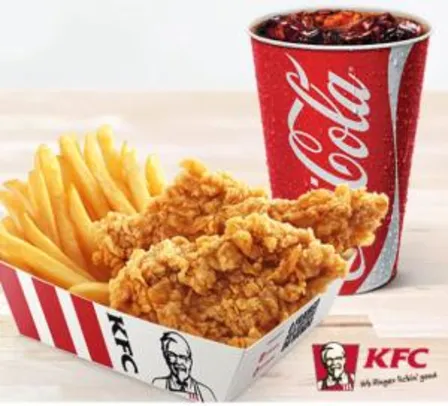 2 tirinhas + 1 fritas média + 1 refri 500ml no KFC - R$9,90