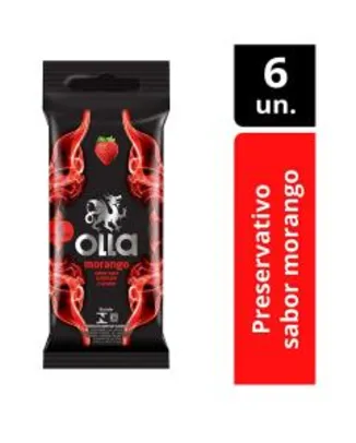 Olla Preservativo Camisinha Sabor Morango, 6 Unidades | R$9