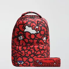 Kit Mochila e Estojo Hello Kitty Juvenil Xeryus Vermelha | R$104