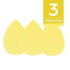 Kit Esponja Studio KV Gota Para Bases Amarelo - 3 Unidades | R$12