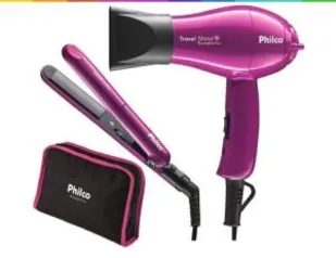 Secador de Cabelo Philco Kit Travel Shine com Íons - 2 Velocidades com Chapinha por R$79,90!!