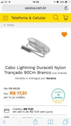 Cabo lightning Duracell para IPhone