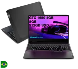 Notebook Gamer Lenovo Ideapad 3i i5-11300H 512GB SSD 8GB GTX 1650 4GB 15.6 Polegadas FHD Linux Preto