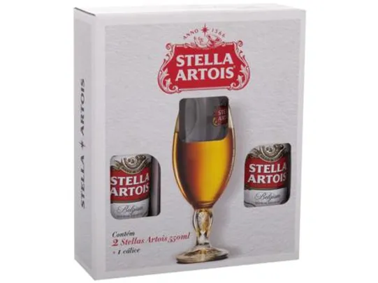 [Cliente Ouro] Kit Cerveja Stella Artois Lager 2 Unidades 550ml - Com Cálice I R$ 23