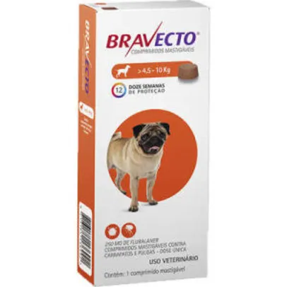 Antipulgas e Carrapatos MSD Bravecto para Cães de 4,5 a 10 Kg - R$145