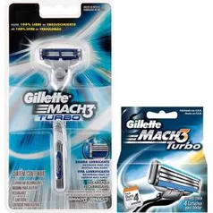 [Cartão Americanas] Barbeador Gillete Mach3 Turbo + 4 cartuchos   R$ 2.90