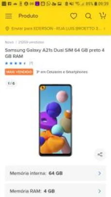Samsung Galaxy A21s 64 GB 4 GB RAM | R$1050