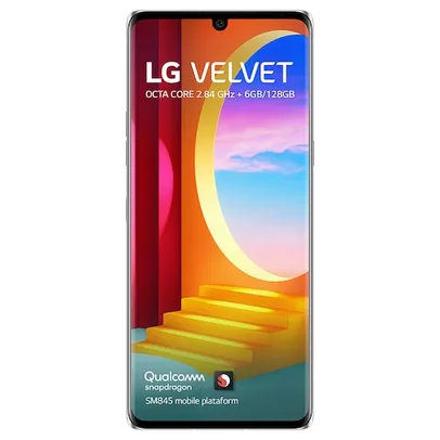 Smartphone LG Velvet Aurora White 128GB, 6GB RAM, Tela de 6.8”, Câmera Traseira Tripla, Android 10, 