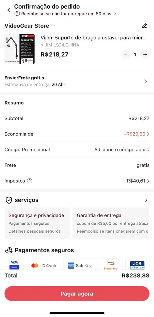 Imagem na descrição da promoção